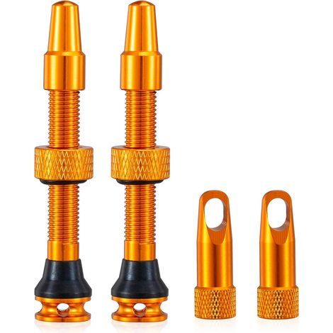 Valvole Presta Tubeless in 2 pezzi, arancioni, strumento di rimozione del nucleo della valvola integrato (44 mm) (1/5)