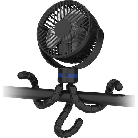 Fan Stroller Bebe, Fan portable, 4000mah Fan desk Rechargeable Mini fan of Cooling with Trepied Flexible for bed bedroom Mat bearings Seat Auto (1/5)