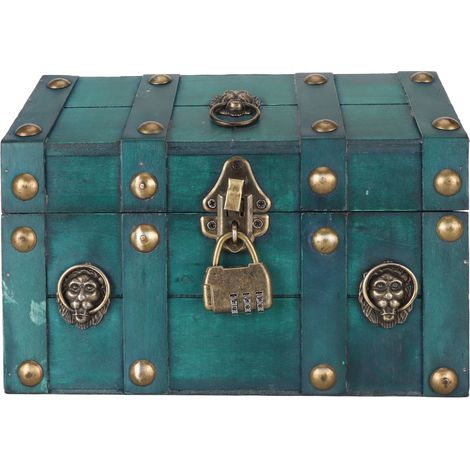 Coffre de Rangement en Bois Vintage Grand Format avec Serrure à Code pour Bijoux et Cadeaux (1/5)