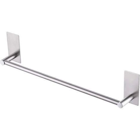 40cm Silver Stainless Steel Bathroom Towel Rail, Single Towel Holder without Nails (1/5)