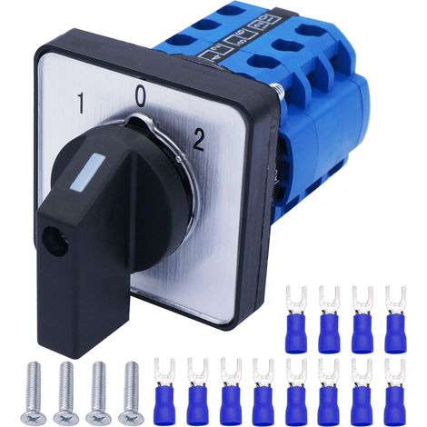 LW26-20/3 Commutateur de sélecteur à came rotative universelle 3 positions 12 bornes 20A 550V Inverseur Commutateur Rotatif,avec 4 vis +SV2-4s Borne de connexion bleue LW26-20/3+DZ (1/5)