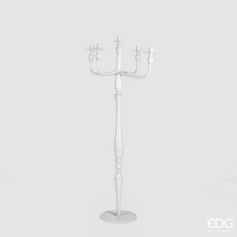 EDG Enzo De Gasperi Portacandela Glossy 5 Fiamme H 126 Cm D 57 Cm Bianco
