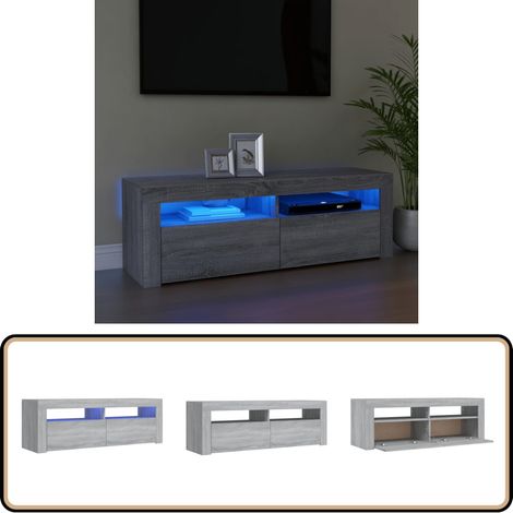 Meuble TV avec lumières LED sonoma gris 120x35x40 cm - Meubles Tv - Meuble Tv - Télévision - Unité Tv - Support Tv
