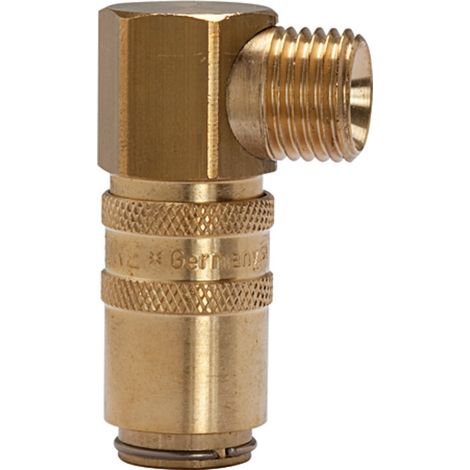 Riegler Temperierkupplung DN 6 mit AG, mit Absperrventil, G 1/4 90° (1/2)