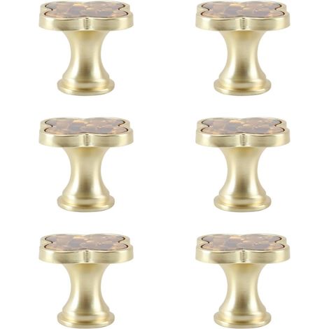 Lot de 6 poignées en forme de trèfle à quatre feuilles, boutons en alliage de zinc à un trou pour portes de commode, armoire et tiroirs,multifonctionnels pour meubles (marron) (1/5)