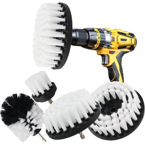 Drill Cleaning Brush Electric Scrubbing Brushes for Cleaning Bathroom Car Carpet Floor Toilet Kitchen Ceramic Surface (White, 5PCS) (1/5)