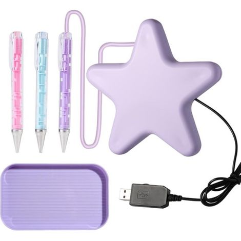 Stylo à peinture sous vide,Comprend 2 stylos et un plateau de rangement,Sans fil et silencieux,Cadeau pour hommes et femmes (Violet étoilé) (1/5)