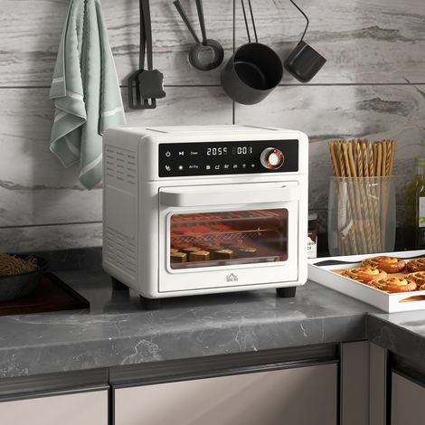 Forno elettrico da banco da 13 litri, 1200 W, con funzione friggitrice ad aria, 12 modalità di riscaldamento e timer - Bianco (1/5)