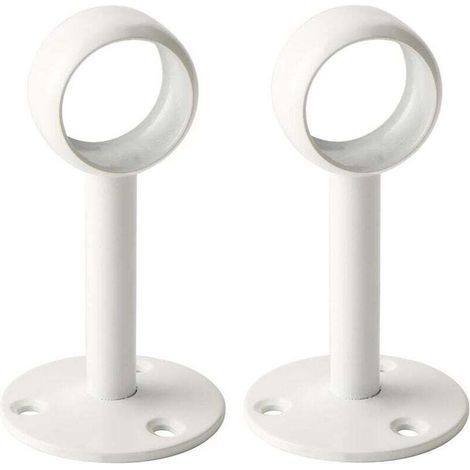 2 Pcs Diamètre 26 mm support de Tringle à Rideaux Support Tringle Penderie avec Vis Support de Plafond pour Rideau et Armoire, Blanc Brillant en Acier Inoxydable