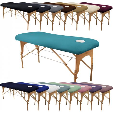 Drap housse de protection en éponge pour table de massage - Bleu turquoise - Vivezen (1/5)