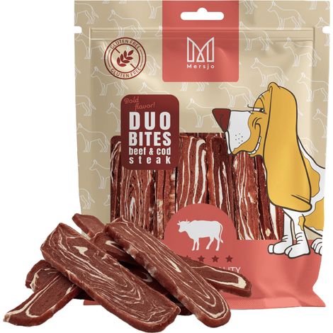 Friandises pour chien Duo Flavors - Steak de bœuf et cabillaud Mersjo 300 g (1/3)