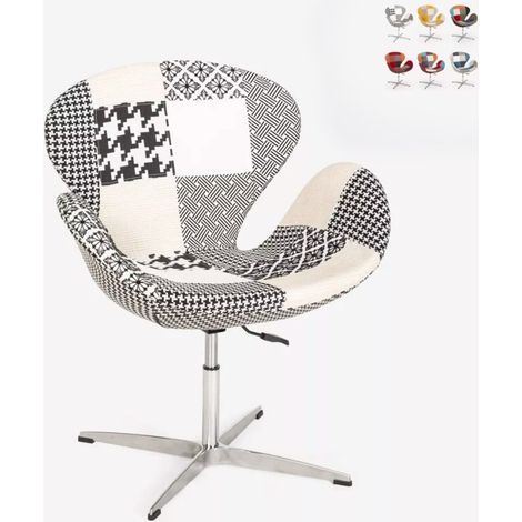 Fauteuil patchwork pivotant de salon style design moderne Stork - Patchwork 5