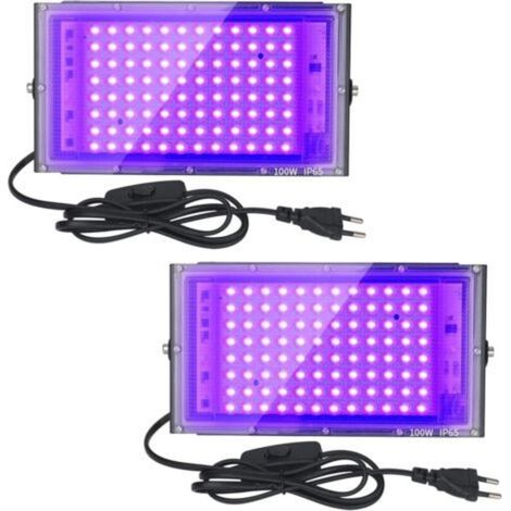 Projecteur UV LED 100W – Lumière noire IP65 étanche – Effets lumineux pour aquarium, fêtes, peinture fluo – Angle réglable 360° (1/5)