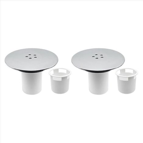 Set di 2 coperture per sifone di scarico doccia, per foro di scarico da 90 mm/115 mm, finitura cromata.