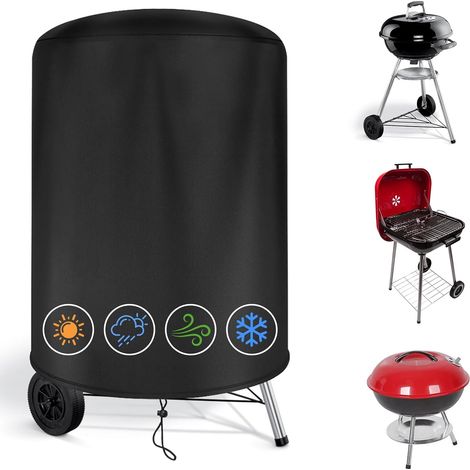 Runde Grillabdeckung, 70 x 90 cm, wasserdichte Abdeckung für Gasgrills im Außenbereich, UV-beständiges Oxford-Gewebe, wetterfeste Schutzhülle, Schwarz (1/5)