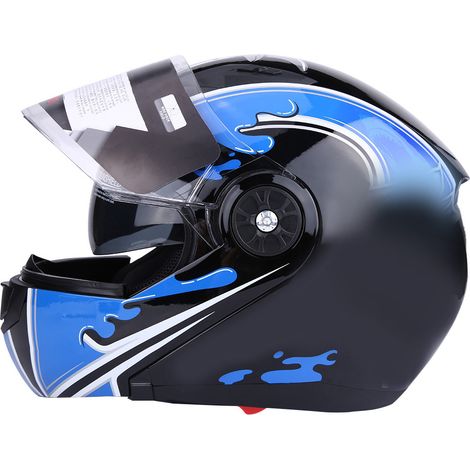Casque moto intégral adulte universel, sécurité double visière anti-buée, taille XL, pour homme femme, casque de motocyclisme avec écran solaire et pare-soleil. (1/5)