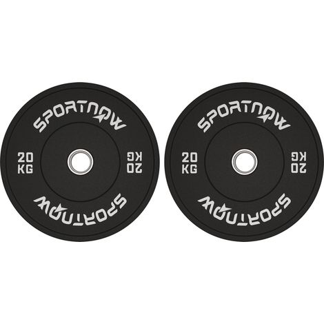 Ensemble de disques de musculation, 2 x 20 kg, standard olympique, en caoutchouc, silencieux, noirs,  parfait pour l'entraînement de musculation à domicile ou en salle de sport