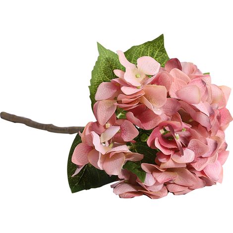 Bouquet D Hortensias Artificiels - Soie Rose Pâle Réaliste - Décoration Mariage Et Maison - Lot De 1 (1/2)