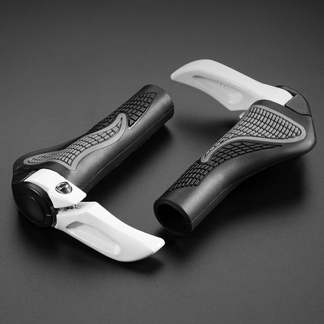 Set di manopole per manubrio bicicletta con angoli antiscivolo - bianche (1/5)