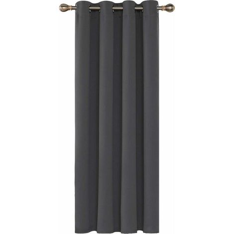 Rideaux Occultants Isolant Thermique, 140x240 CM (Largeur x Hauteur), Rideaux pour Salon et Chambre, Design Moderne à Oeillets, Gris Foncé, 1Pièces