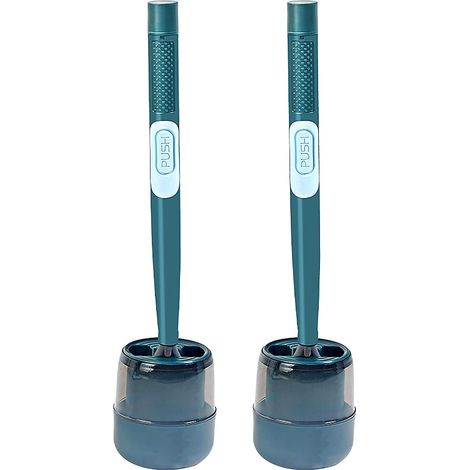 Silikon-Toilettenbürsten, Toilettenbürste, Toilettenbürste und Behälter (2er-Pack), mit Flüssigkeitsspender, Wandmontage und Stand-Weiß (1/3)