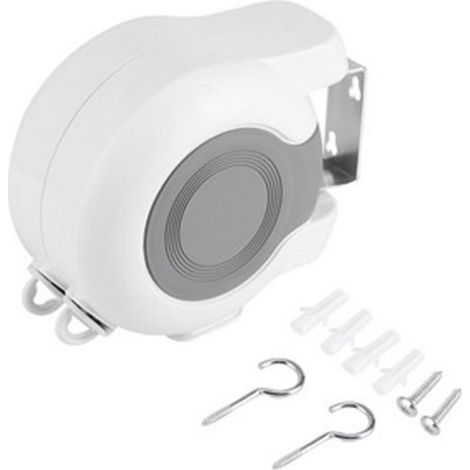 Retractable Clothesline 2x130 cm, Dual Heavy Duty Indoor and Outdoor Washing Line Rope, Portable Wall-Mounted Clotheslines for Drying Clothes, Easy Installation(White+Grey) (1/5)
