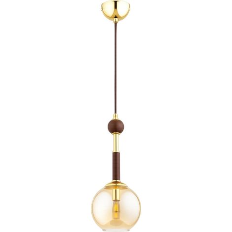 Suspension décorative boule en verre doré-brun bois 1xE14 10W ARISTO Alfa (1/2)