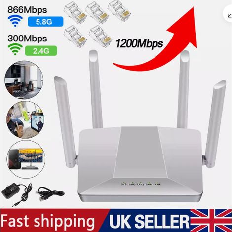 Routeur CPE 4G Wi-Fi double bande 1200 Mbps, idéal pour Internet à domicile ou au bureau. (1/5)