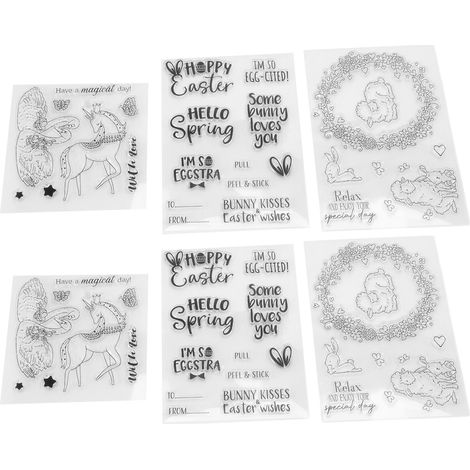 6 feuilles de tampons transparents pour le recyclage, impression transparente, création de cartes, tampons décoratifs pour albums et invitations (1/5)