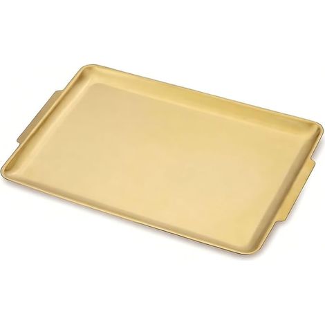 Serving Trays 40 x 28 cm, Stainless Steel Rectangular Serving Trays, Gold Rectangular Plates (1/2)
