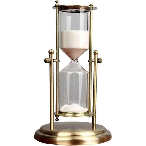 Sablier rotatif de 30 minutes avec couronne, ornement de bureau en métal, alliage de zinc et verre, sable mouvant (1/5)