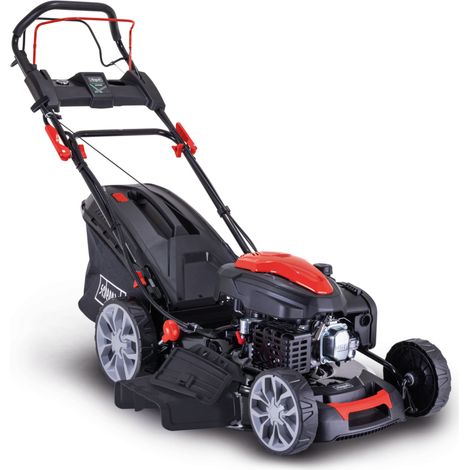 [JAMAIS UTILISÉ] Scheppach Tondeuse thermique hybride 7en1 PML56-225ES - 224 cm³ - 20V - coupe 56 cm - hauteur 25-75 mm - bac 65L – 1 batterie Li-Ion 2Ah + chargeur 2,4A inclus (1/2)