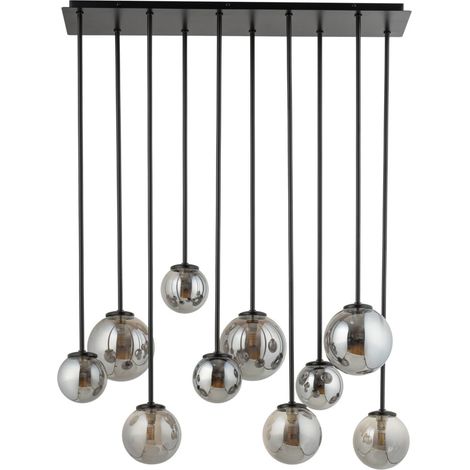 Suspension moderne Tulia 10 globes verre gris Sigma (1/4)