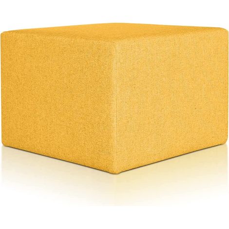 EVERGREENWEB Pouf poggiapiedi 63x63 cm per Divano Sgabello Cubo, tessuto Idrorepellente: Pouf design moderno per soggiorno camera da letto, Puff salotto, Pouffe Rubino SENAPE (1/4)