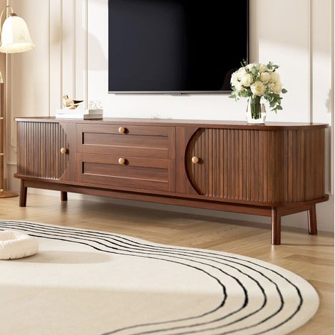 MODFU – Mobile TV 170x39,5x46 cm in MDF noce con ante scorrevoli, cassetti e vani contenitore – Noce (1/5)