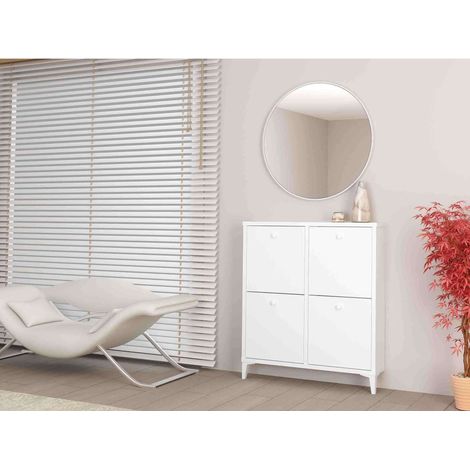 Zapatero cuatro trampones en blanco. 90.6 cm(ancho) 103 cm(altura) 20 cm(fondo) (1/5)