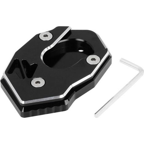 Patin de béquille moto Coussin Extension Béquille Latérale Béquille CNC Moto Noir (1/4)