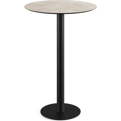 Urban mange-debout avec piètement noir + plateau HPL Moonstone Ø70 cm - Feros (1/3)