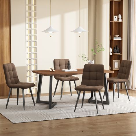Set tavolo e sedie 5 pezzi, tavolo 117 x 68 x 75 cm colore noce DESVIAE (1/5)