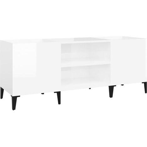 Meubles de Rangement,Armoire à disques blanc brillant 121x38x48 cm bois d'ingénierie CFW794703 (1/5)