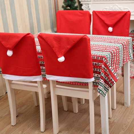 Lot de 6 Housses de Chaise de Noël Chapeau de Père Noël, 19,7 x 23,6 Pouces, Décoration (1/5)