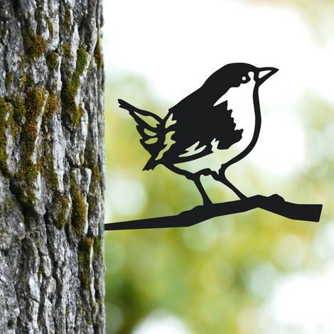 Piquet décoratif en fer pour arbre en forme de troglodyte mignon / Piquet décoratif pour arbre en fer, idéal comme cadeau de jardin (1/5)
