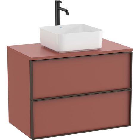 Meuble "INSPIRA" 800 - 2 tiroirs pour vasque à poser (non incluse) - Terracotta Mat - Roca (1/2)