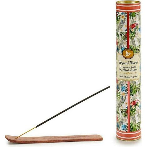 Ensemble de bâtonnets d'encens en boîte métallique - Fleurs tropicales (12 x 30 pièces) + support (1/2)