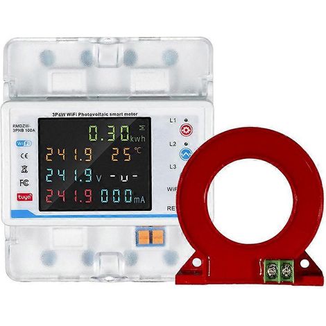 Disjoncteur intelligent WiFi Tuya avec reconnexion automatique, compteur d'énergie triphasé 3P4W, temps de reconnexion triphasé - JBMEDIA (1/4)