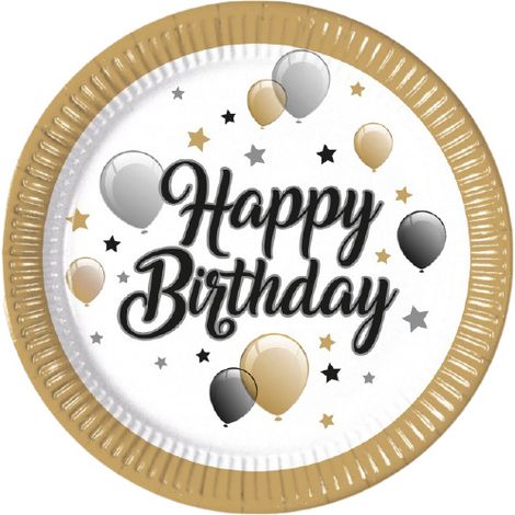 Happy Birthday Geburtstagsteller 23cm 8 Stück.