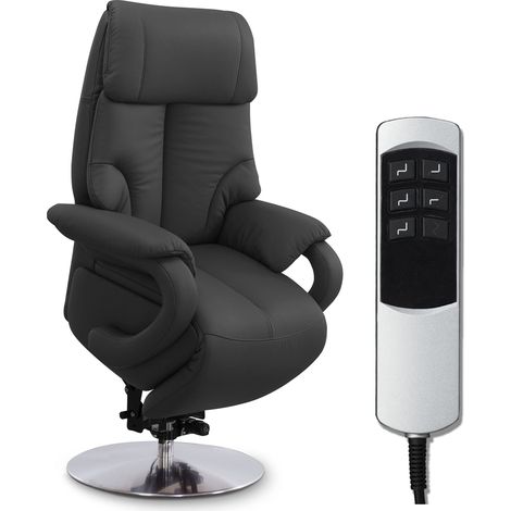 Fauteuil Relax Réglable Électriquement, avec Fonction Releveur Et 2 Moteurs Électriques, 80 x 115 x 79 cm, Cuir Véritable Noir (1/5)