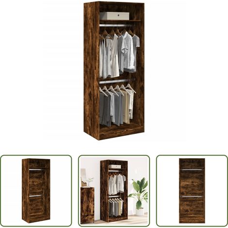 Armoire de couloir - Garde-robe chêne fumé 80x50x200 cm bois d'ingénierie (1/5)