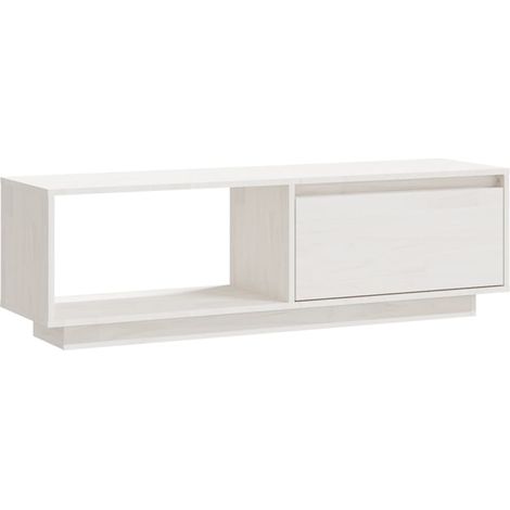 Mobile TV multimediale scaffale per televisione televisore buffet sala da pranzo soggiorno camera da letto 110 x 30 x 33,5 cm legno massello di pino bianco 020025707