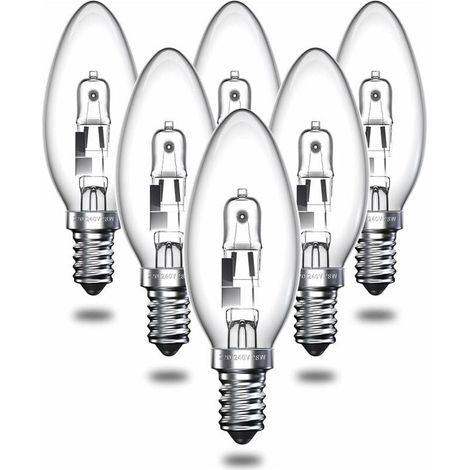 Halogen-Kerzenlampe – 28 W – E14 – 2700 K – 310 lm – Dimmbar – C35 – 6 Stück (1/5)